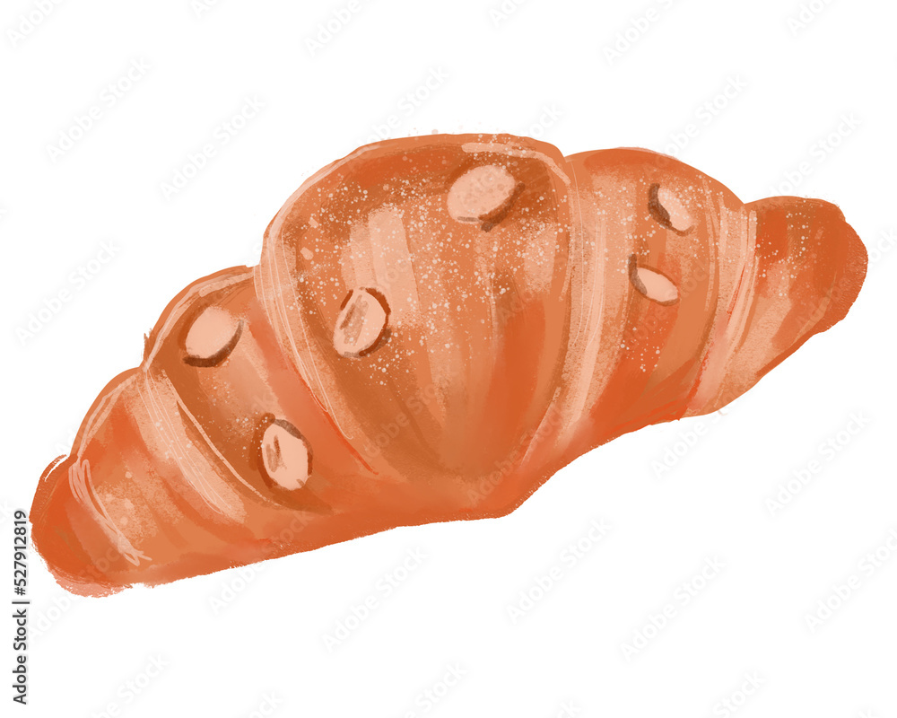 Croissant. Water colour hand draw illustration. Isolate on white background