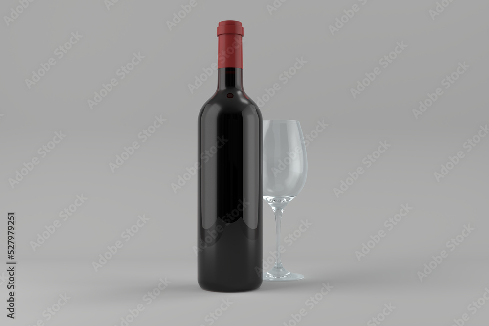 Alcohol bottle and wineglass