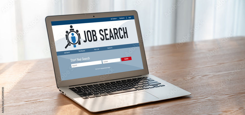 Online job search on modish website for worker to search for job opportunities on the recruitment in