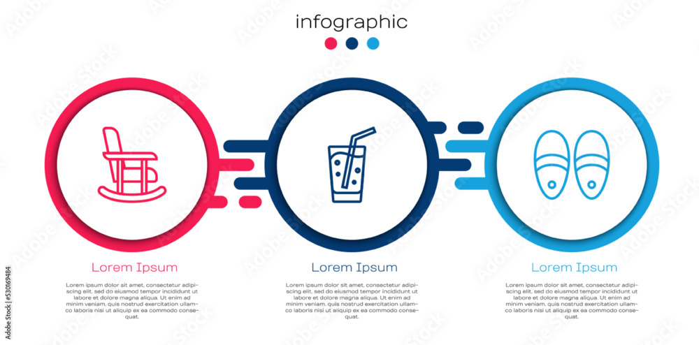 套装摇椅，带水的玻璃和拖鞋。商业信息图模板。矢量