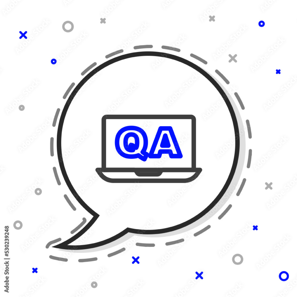 Line Speech bubbles with Question and Answer icon isolated on white background. Q and A symbol. FAQ 