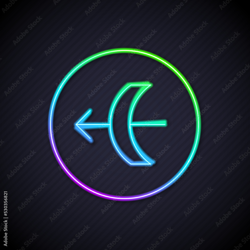 Glowing neon line Sagittarius zodiac sign icon isolated on black background. Astrological horoscope 