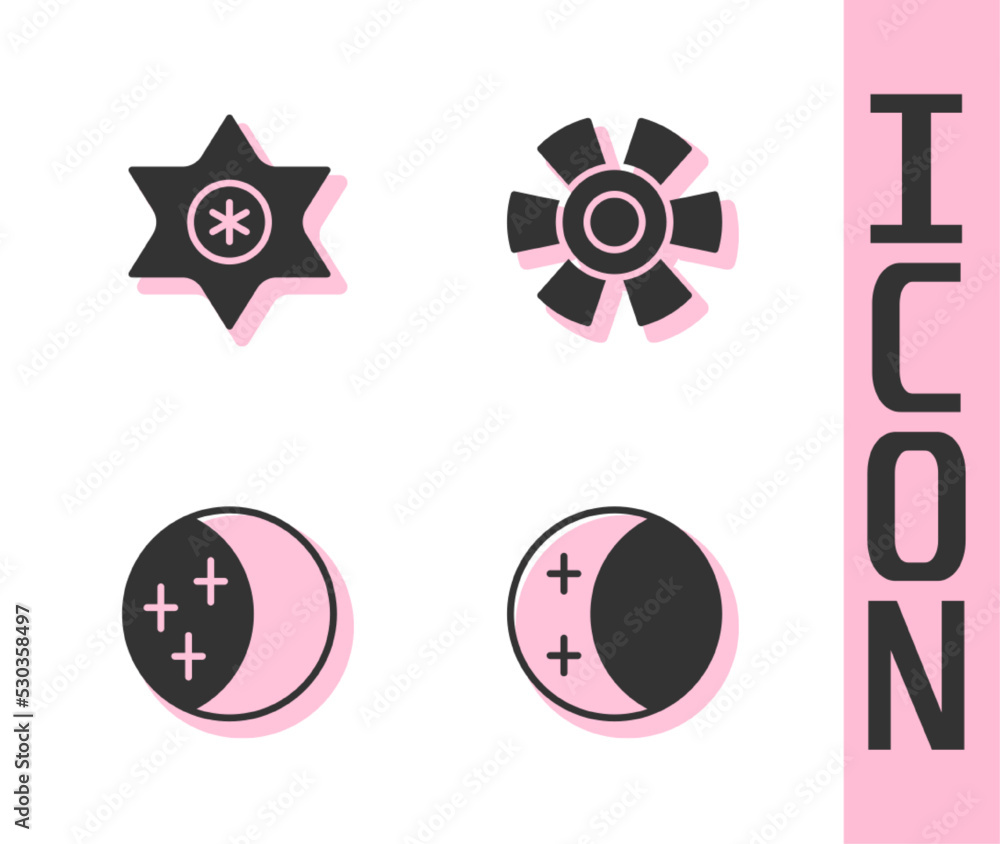 Set Eclipse of the sun, Falling star, and Sun icon. Vector