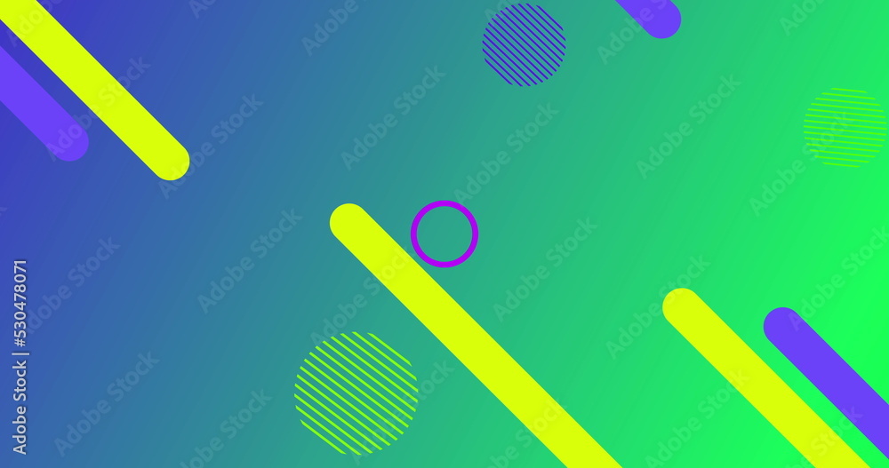 Image of abstract shapes moving against green background