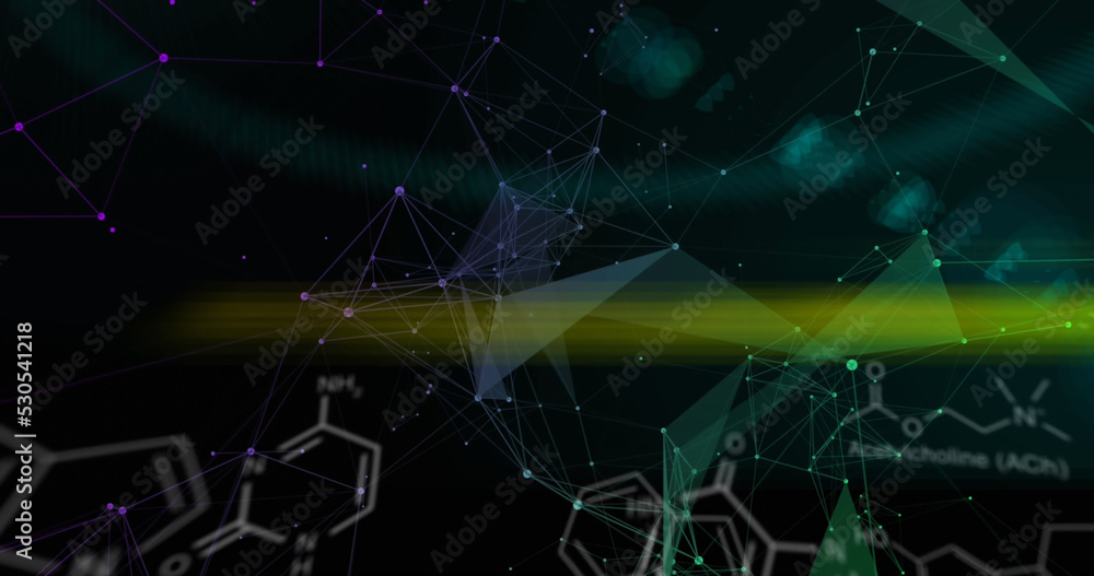 黑色背景下的化学配方和科学数据图像