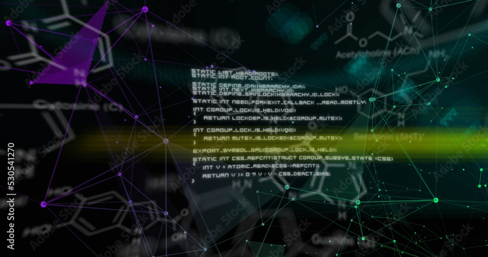 黑色背景下的化学配方和科学数据图像