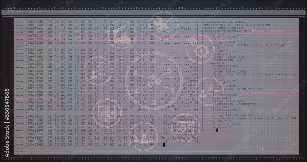 黑色背景下数据处理上的数字图标网络图像