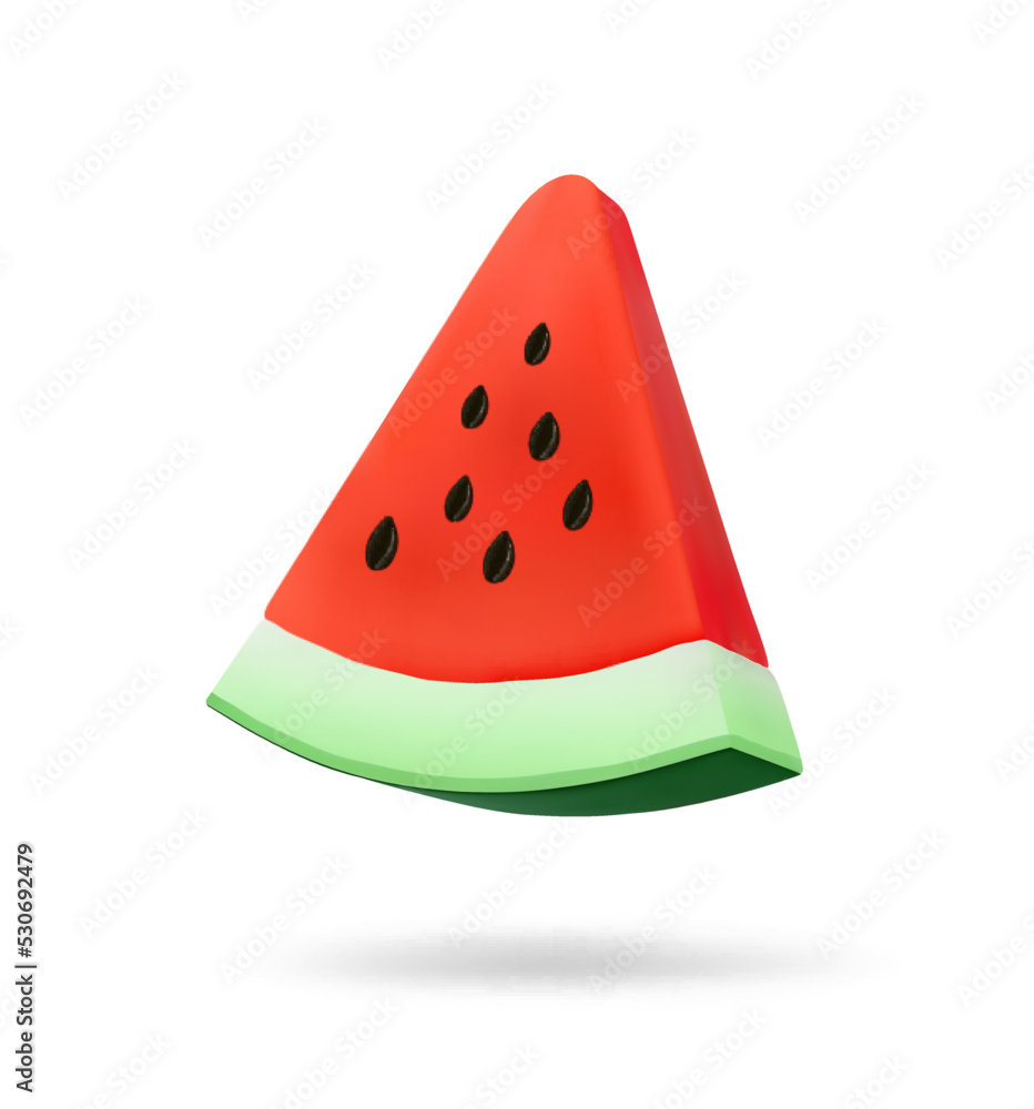 A piece of watermelon is like an inflatable toy. Wind illustration