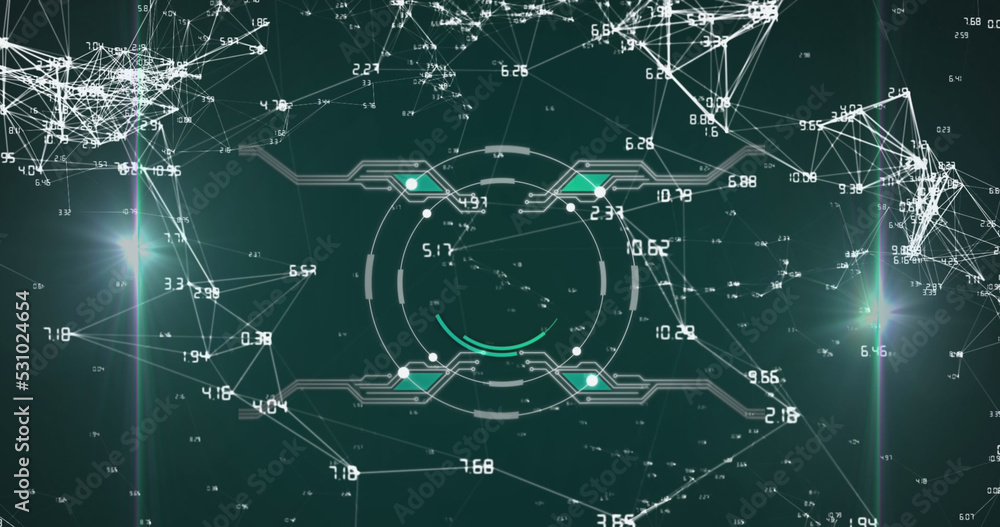 Image of network of connections over scope scanning