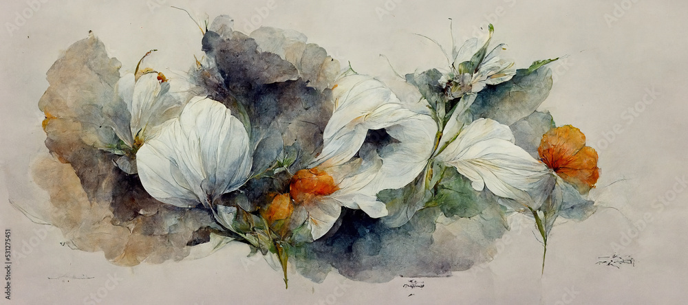 Spectacular watercolor painting of flower on white background. Floral painting that captures the viv