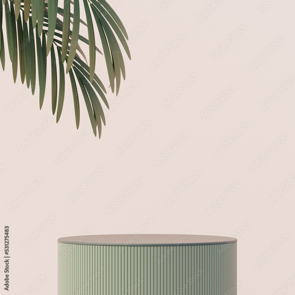 Background 3d scene with empty podium, product display mock up minimal style and geometric shape obj