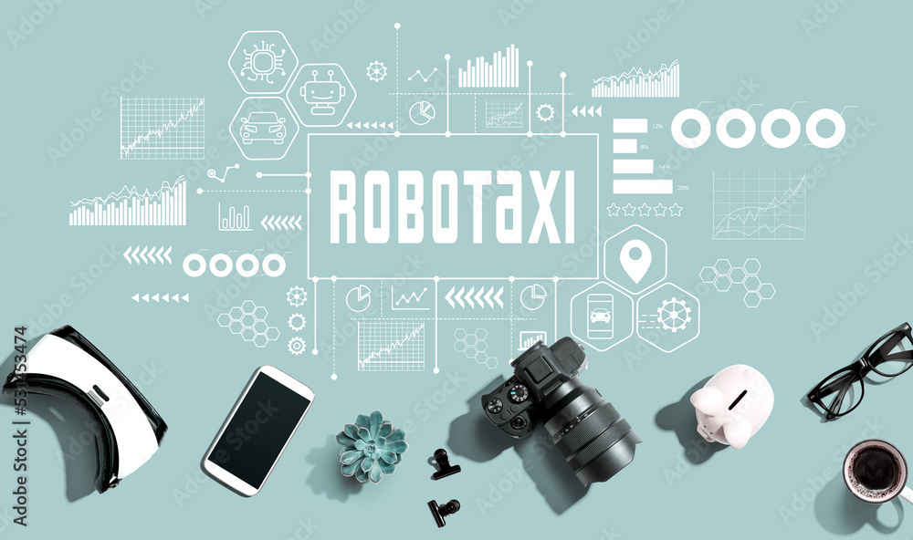 Robotaxi主题与电子设备和办公用品-平躺