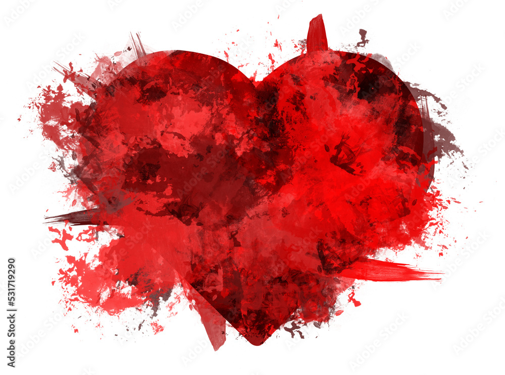 Image of exploding red heart shape