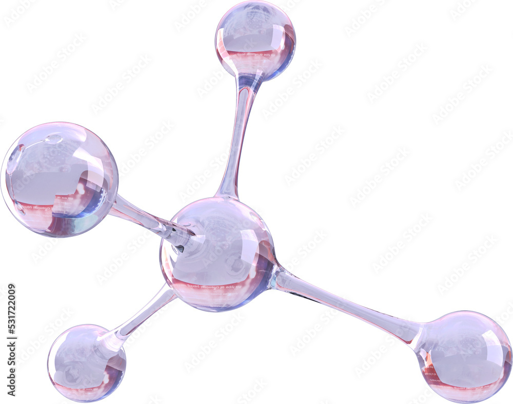 紫色和粉红色玻璃分子化学模型图解