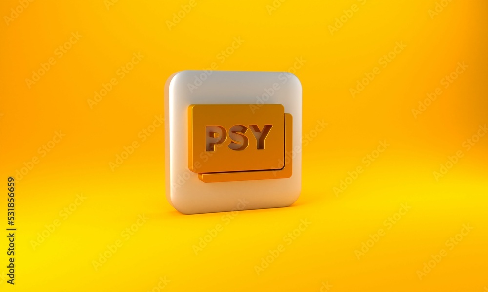 Gold Psychology icon isolated on yellow background. Psi symbol. Mental health concept, psychoanalysi