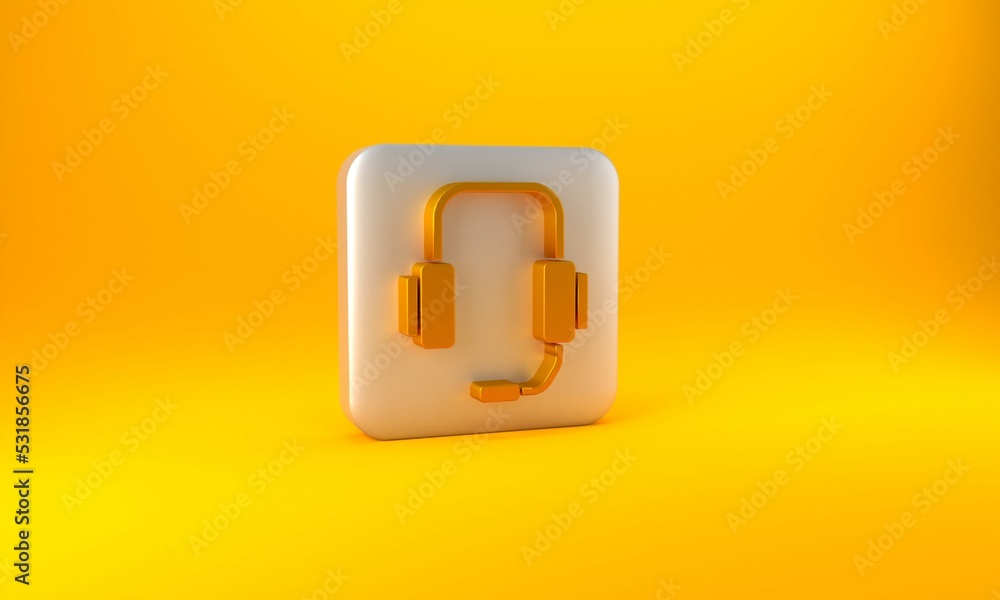 Gold Online psychological counseling distance icon isolated on yellow background. Psychotherapy, psy