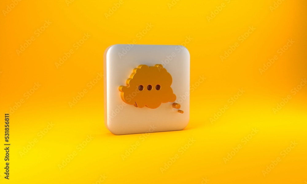 Gold Speech bubble chat icon isolated on yellow background. Message icon. Communication or comment c