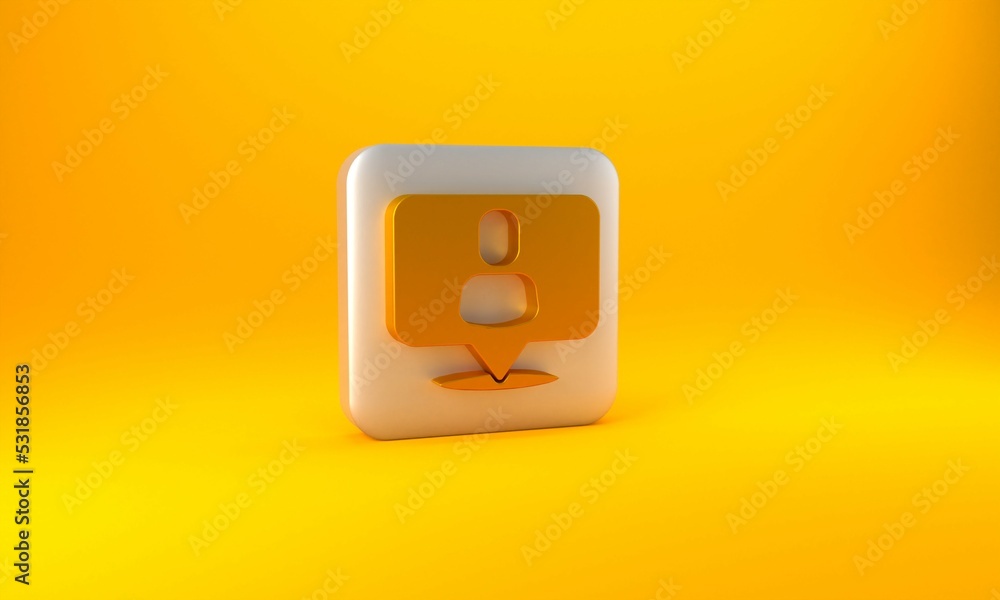 Gold Head hunting icon isolated on yellow background. Business target or Employment sign. Human reso