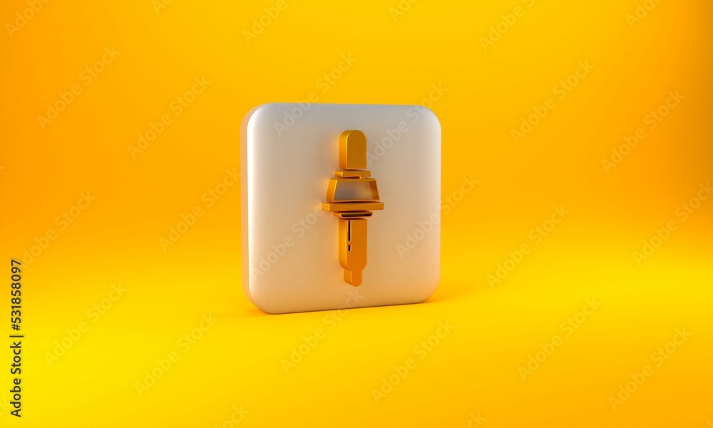 Gold Pipette icon isolated on yellow background. Element of medical, chemistry lab equipment. Medici