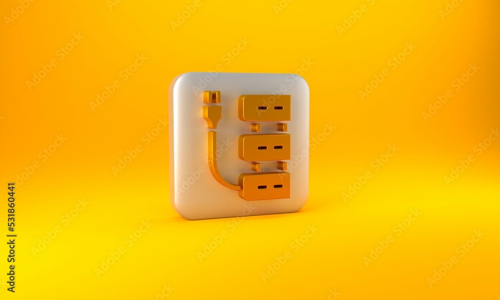 Gold Server icon isolated on yellow background. Adjusting app, service concept, setting options, mai