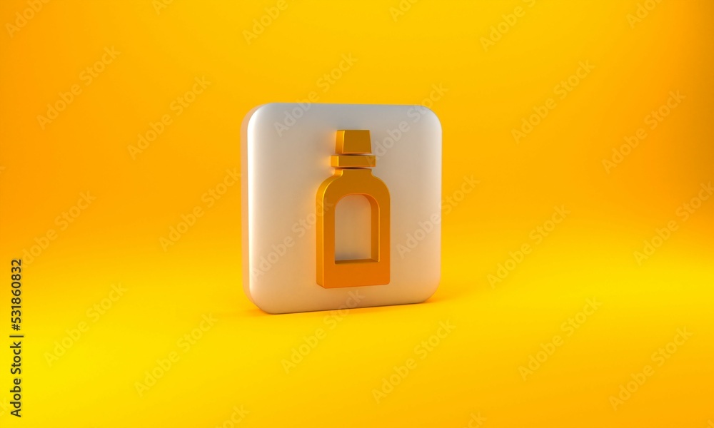 Gold Plastic bottle for laundry detergent, bleach, dishwashing liquid or another cleaning agent icon