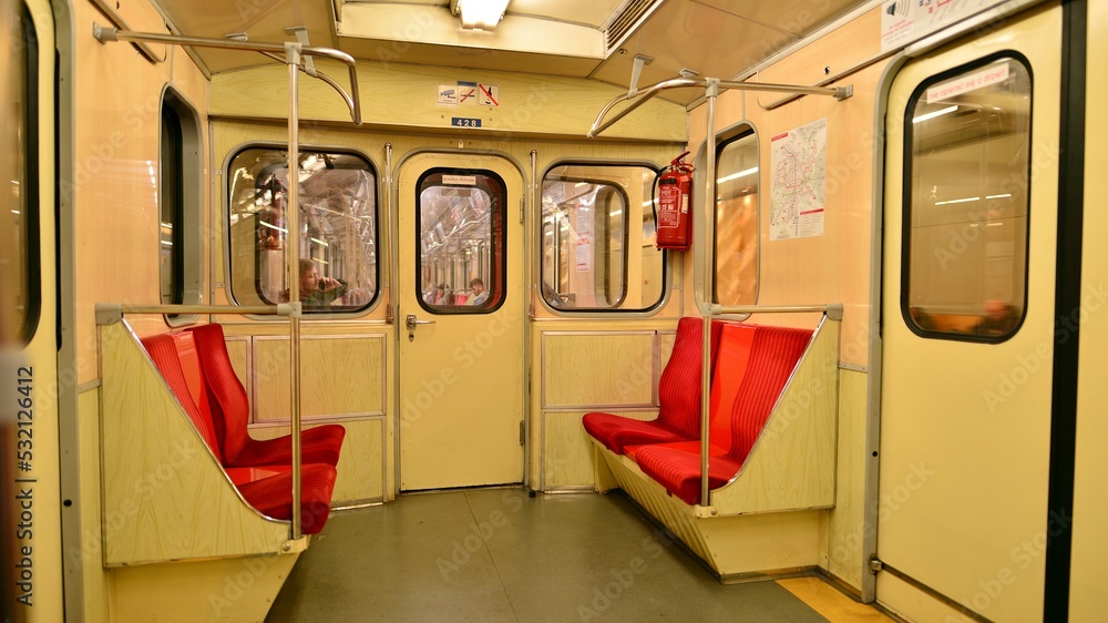  Subway train interior.