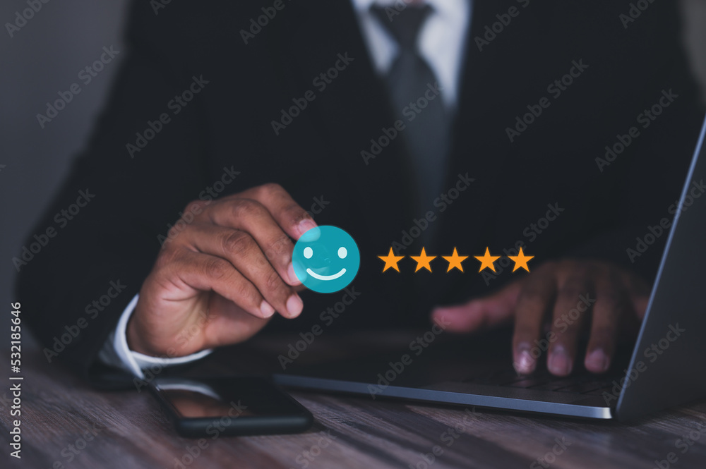 Customer service satisfaction survey concept, business people or customers express their satisfactio