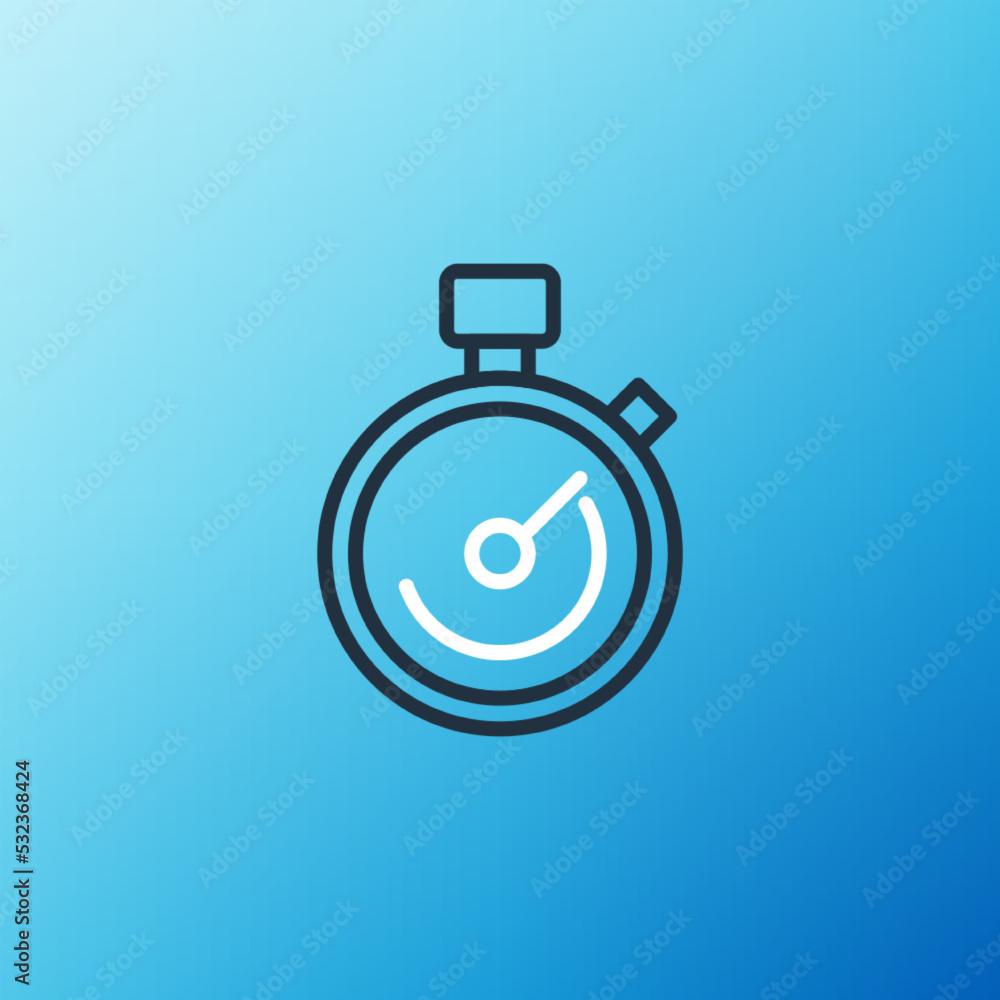 Line Stopwatch icon isolated on blue background. Time timer sign. Chronometer sign. Colorful outline