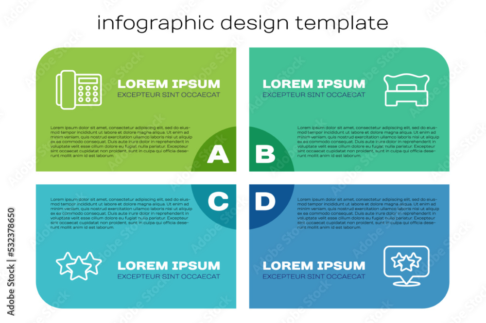设置星级、手机和卧室。商业信息图模板。矢量