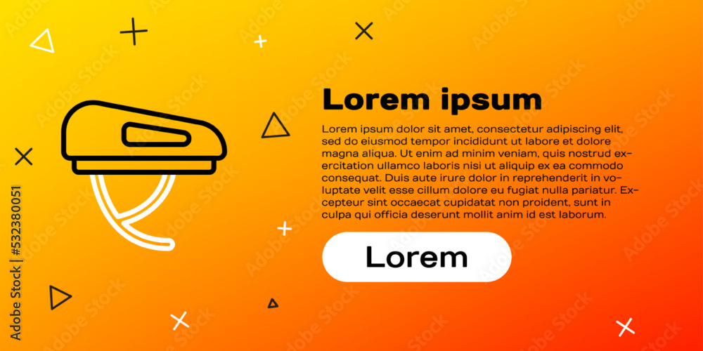Line Bicycle头盔图标隔离在黄色背景上。极限运动。运动装备。色彩缤纷