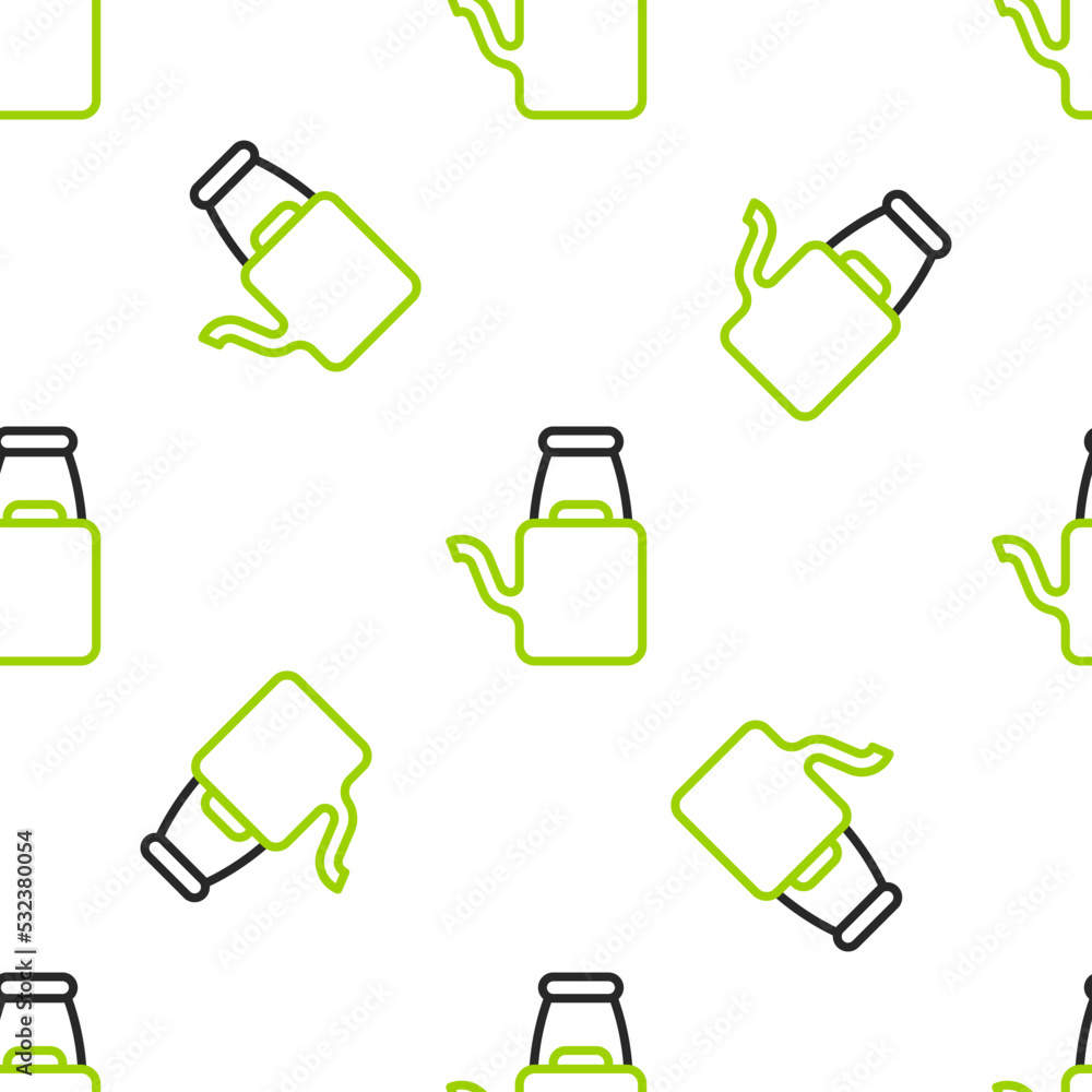 Line Watering can icon isolated无缝图案on white background.灌溉符号.矢量