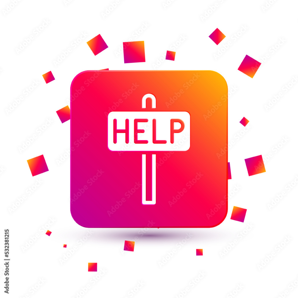 White Ask for help text icon isolated on white background. Square color button. Vector