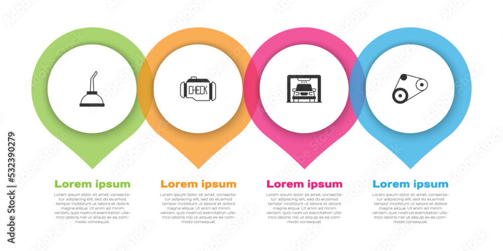 设置电机机油罐，检查发动机，洗车和正时皮带套件。商业信息图
