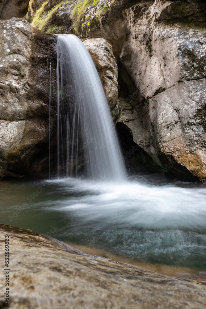 Val Vertova waterfalls, Italy. Waterfalls with clear and clean water.