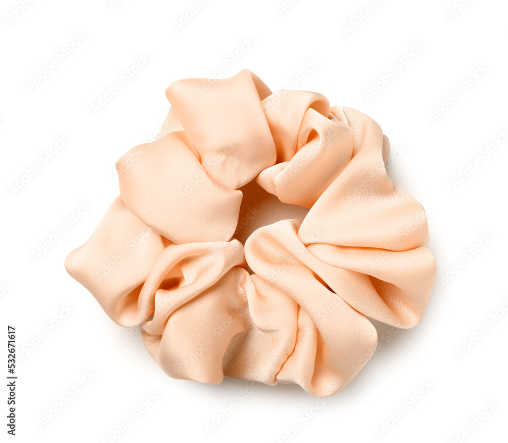 Silk scrunchy on white background