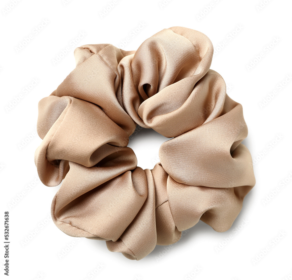 Stylish scrunchy isolated on white background