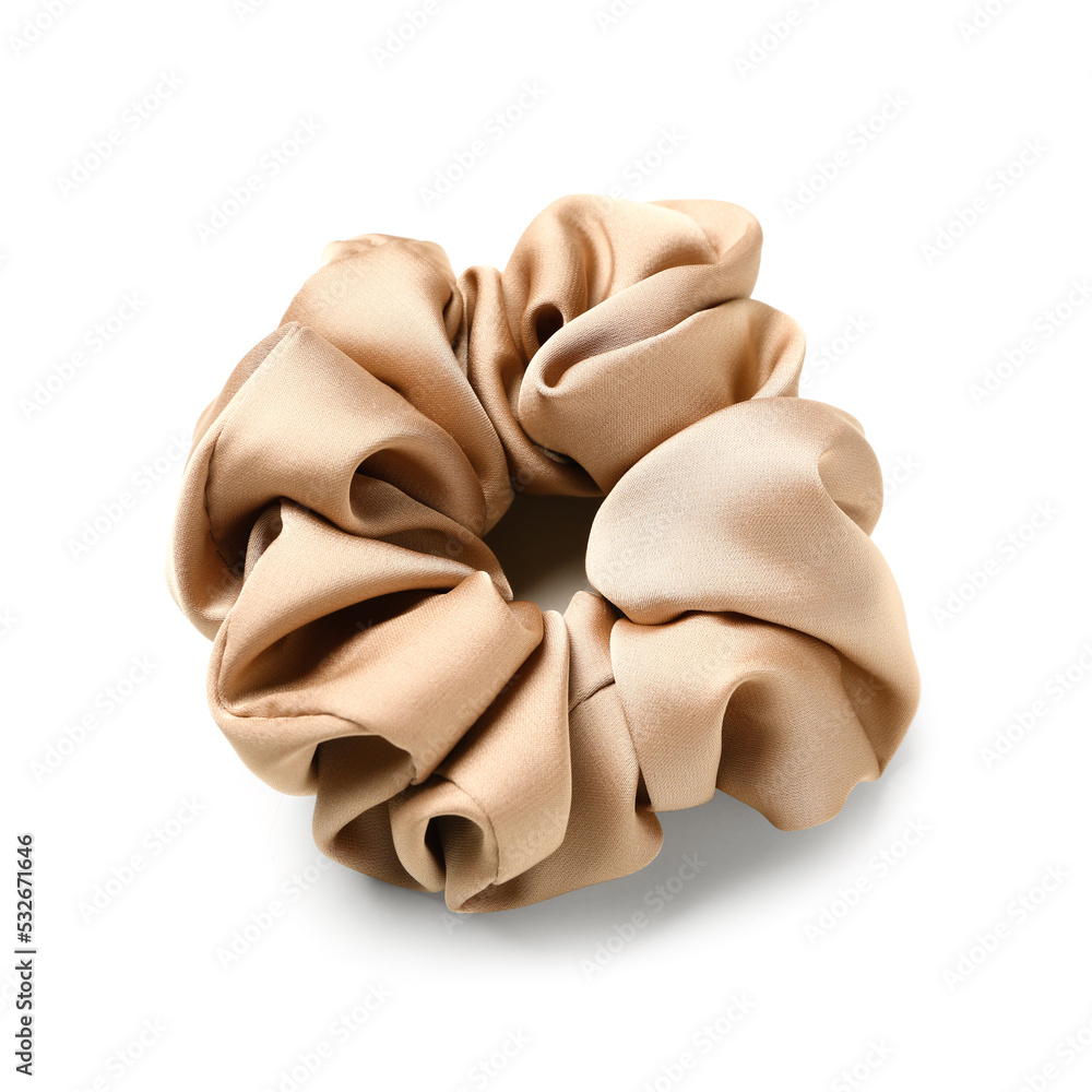 Stylish scrunchy isolated on white background