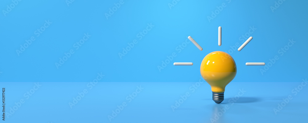 Light bulb on a colored background - 3D render