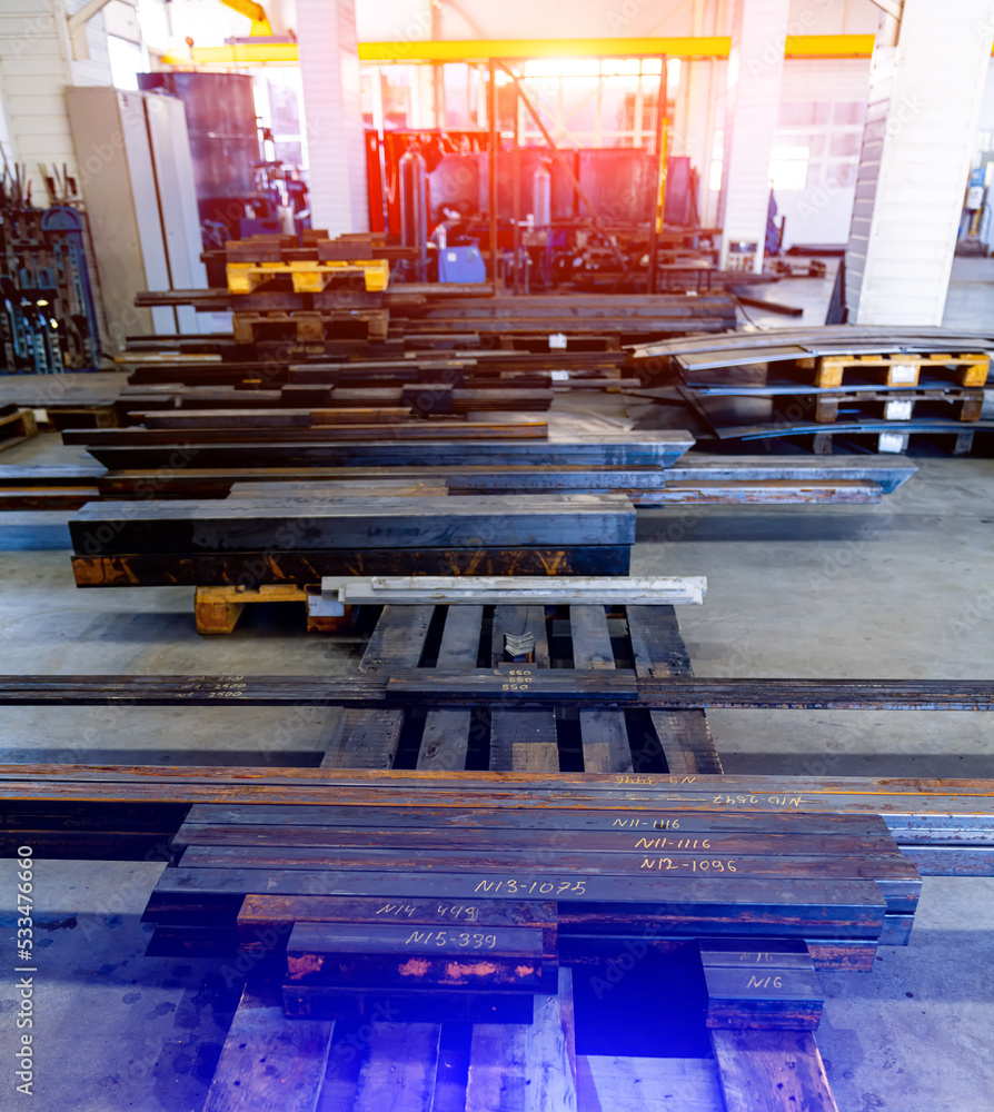 Metal factory production. Steel engineering workshop technology.