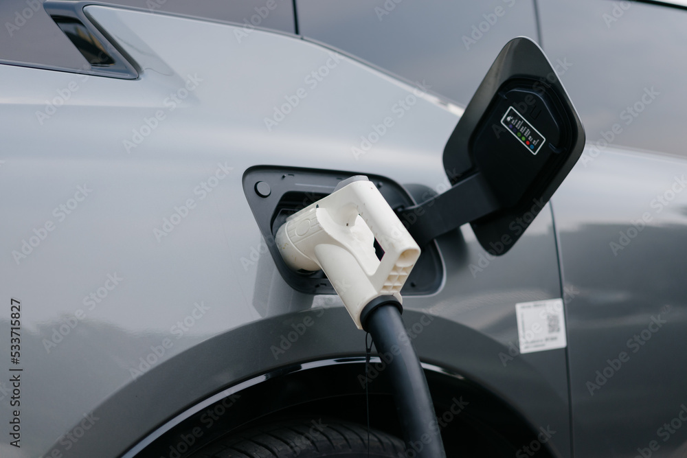 electric car charging in the station