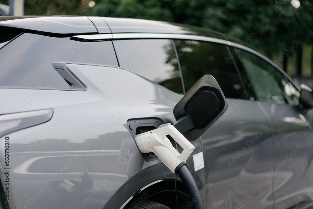 electric car charging in the station