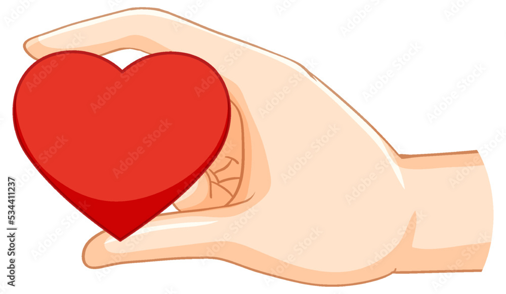 Hand holding heart isolated