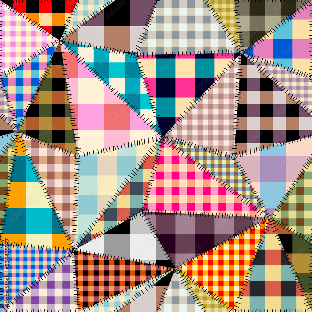 Geometric abstract pattern. Intersection patchwork plaid style