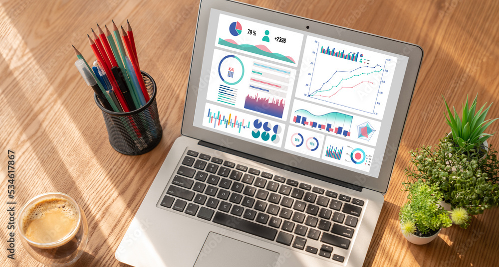 Business data dashboard provide modish business intelligence analytic for marketing strategy plannin