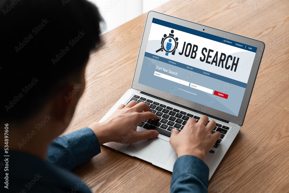 Online job search on modish website for worker to search for job opportunities on the recruitment in