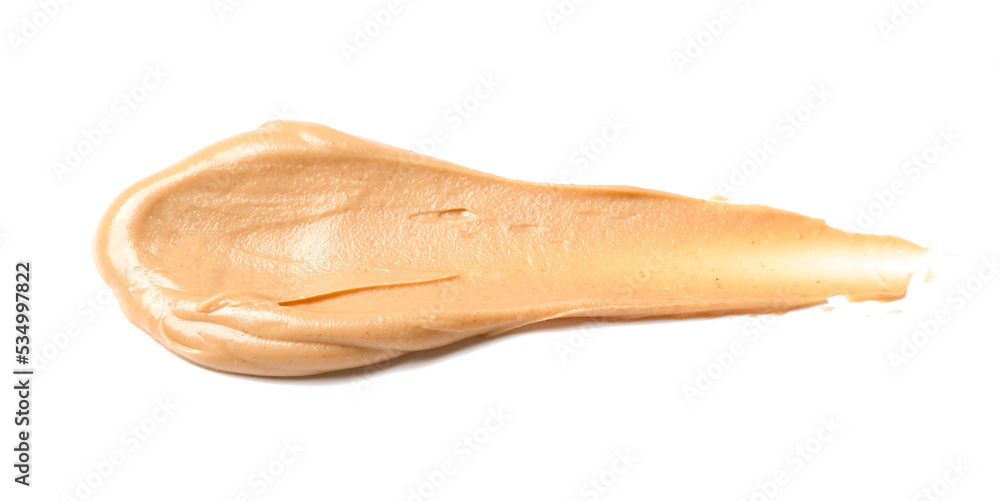 Stroke of nut butter on white background