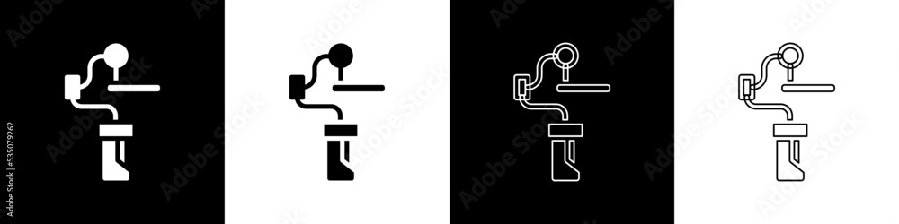 Set Gimbal stabilizer for camera icon isolated on black and white background. Vector