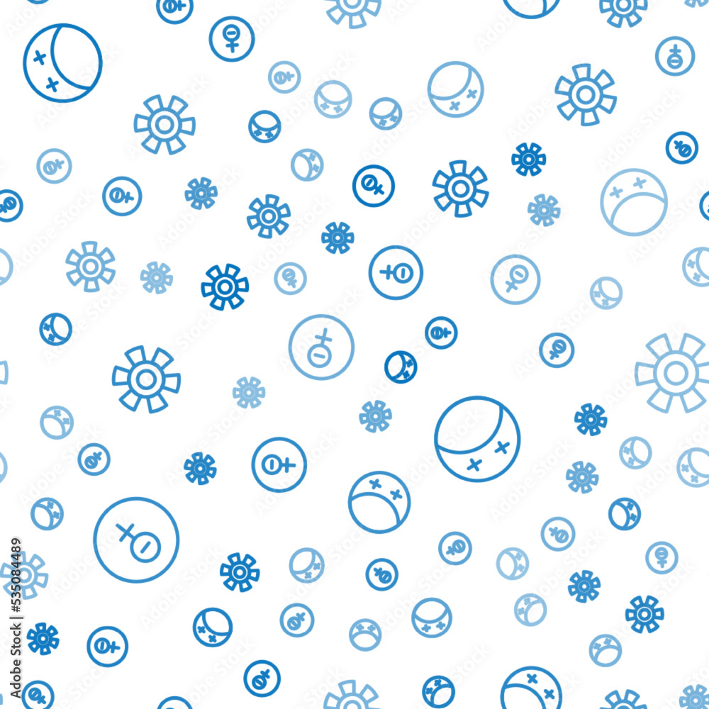 Set line Venus symbol, Eclipse of the sun and Sun on seamless pattern. Vector