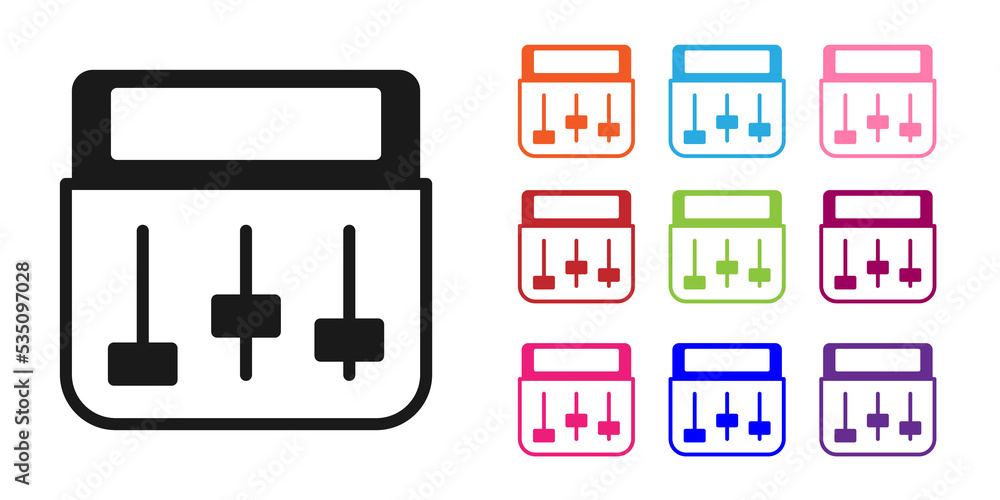黑鼓机音乐制作人设备图标隔离在白色背景上。将图标设置为彩色。V