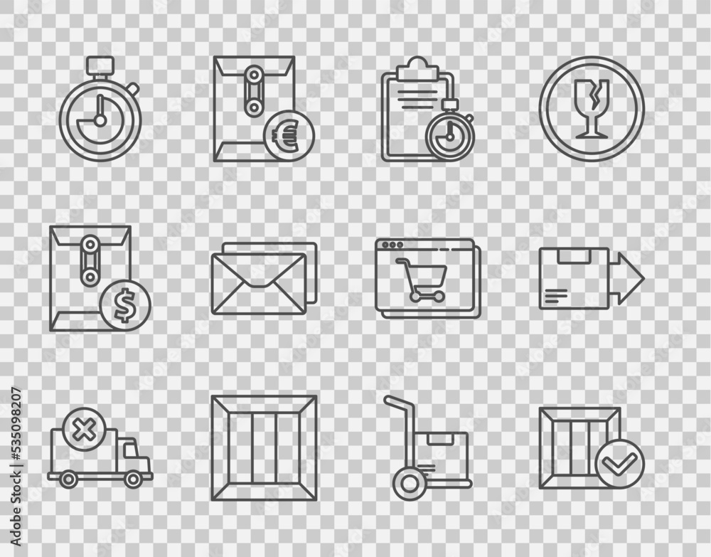 Set line Delivery cargo vehicle，Wooden box with check mark，Verification of Delivery list cli（设定线送货货车